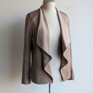 Pink Lily Faux Suede Waterfall Drape Jacket